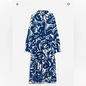 H&M midi blue and white dress size xs perfect condition